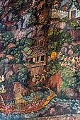 Bangkok Wat Pho, mural paintings of the ubosot. 